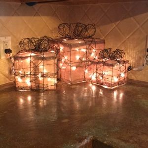 Decorative burlap lighted presents!